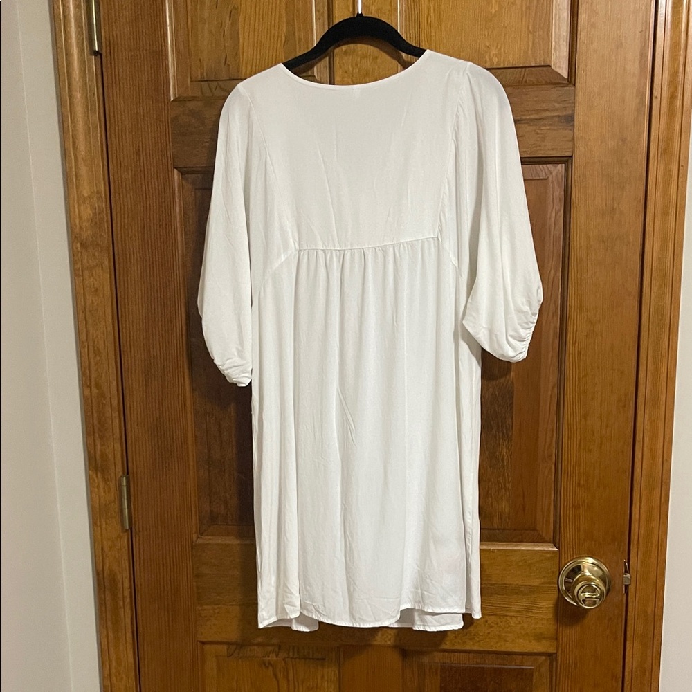Amazon White Dress with Red and Black Embroidery think Midsomer party - Picture 2 of 4